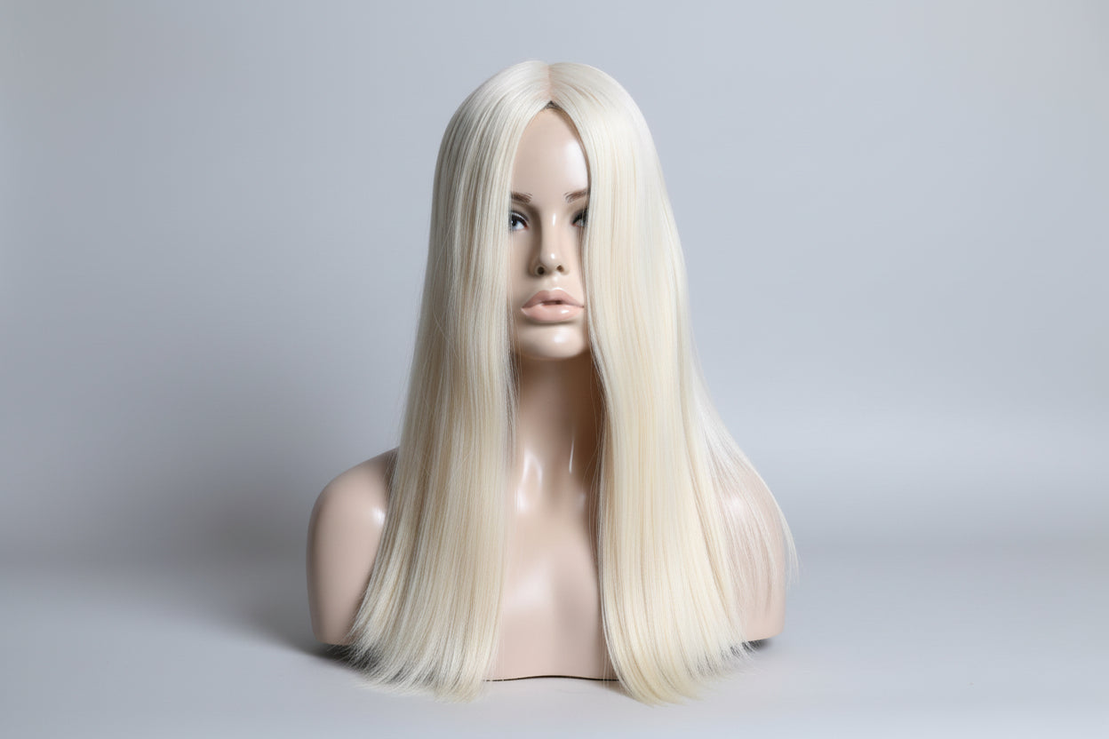 16-24" 8X8" Light Blonde Silk Base European Hair Toppers,Able to Be Colored Styled
