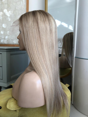 Bayaged Blonde 8X8" HD Lace Frontal Human Vigrin Hair Toppers, Light Density