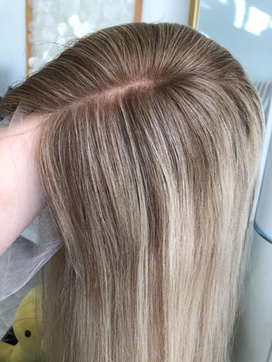 Bayaged Blonde 8X8" HD Lace Frontal Human Vigrin Hair Toppers, Light Density