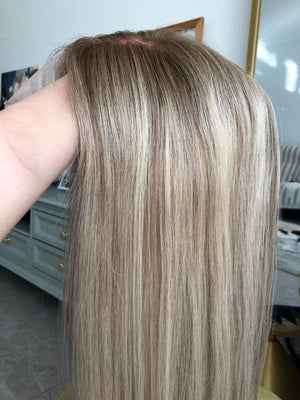 Bayaged Blonde 8X8" HD Lace Frontal Human Vigrin Hair Toppers, Light Density