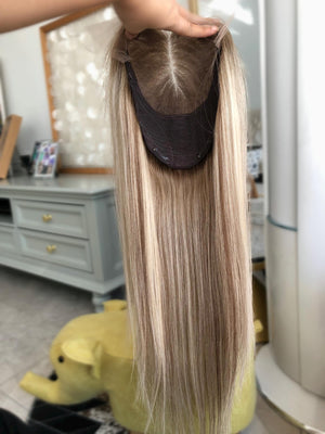 Bayaged Blonde 8X8" HD Lace Frontal Human Vigrin Hair Toppers, Light Density