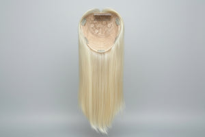 16-24" 8X8" Light Blonde Silk Base European Hair Toppers,Able to Be Colored Styled