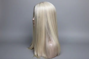 16-24" 8X8" Light Blonde Silk Base European Hair Toppers,Able to Be Colored Styled