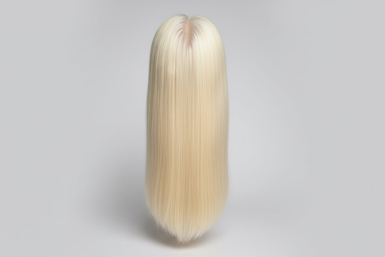 16-24" 8X8" Light Blonde Silk Base European Hair Toppers,Able to Be Colored Styled