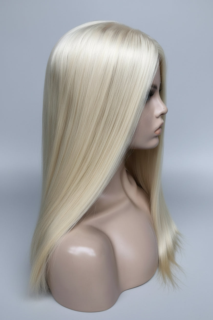16-24" 8X8" Light Blonde Silk Base European Hair Toppers,Able to Be Colored Styled