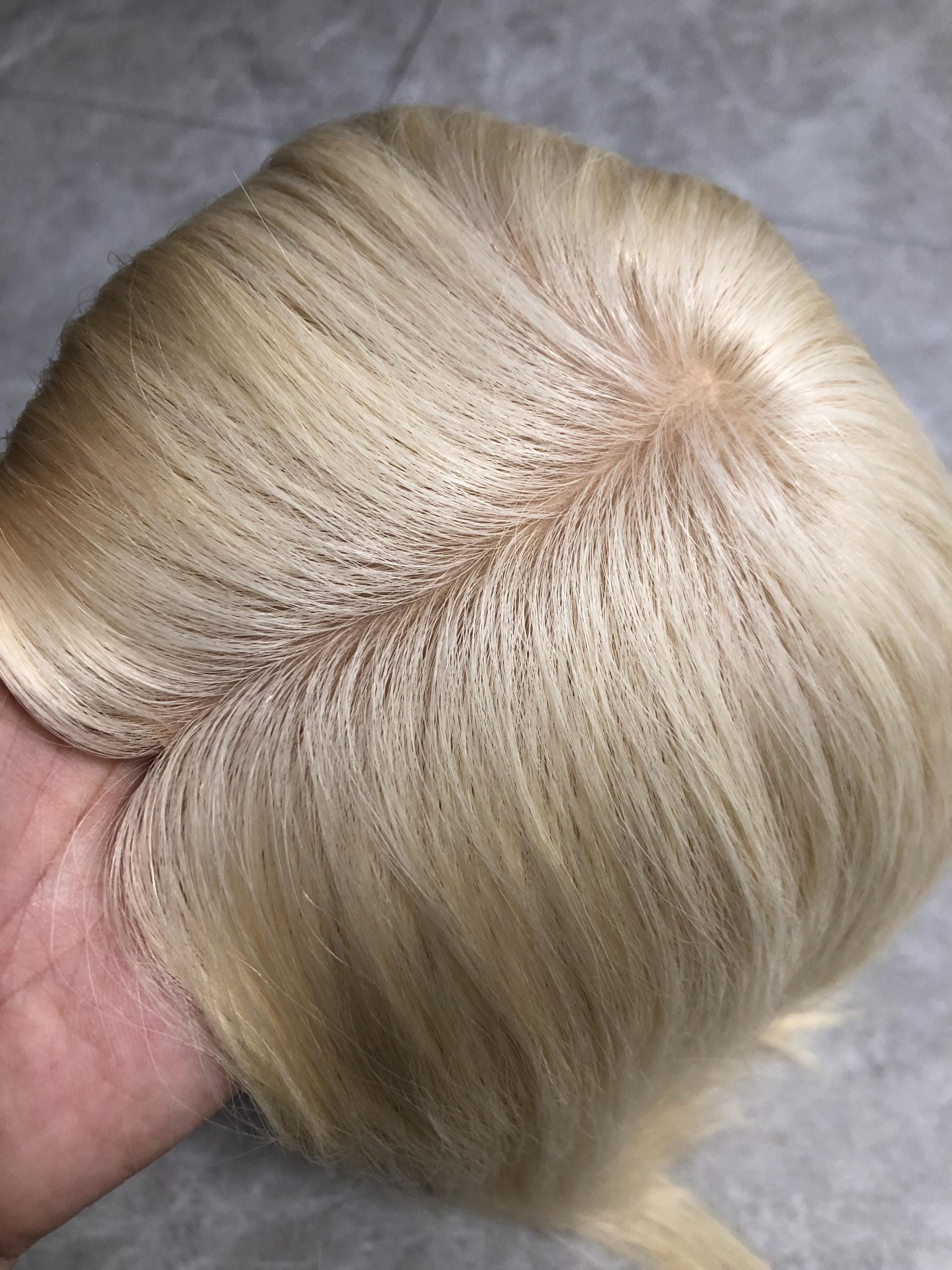 16-24" 8X8" Light Blonde Silk Base European Hair Toppers,Able to Be Colored Styled