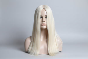 16-24" 8X8" Light Blonde Silk Base European Hair Toppers,Able to Be Colored Styled
