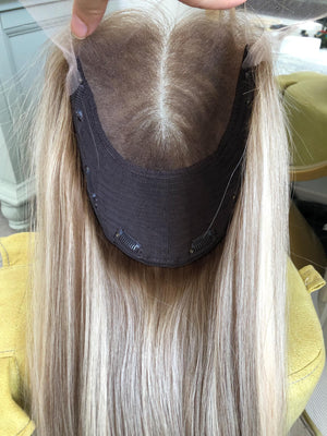 Bayaged Blonde 8X8" HD Lace Frontal Human Vigrin Hair Toppers, Light Density