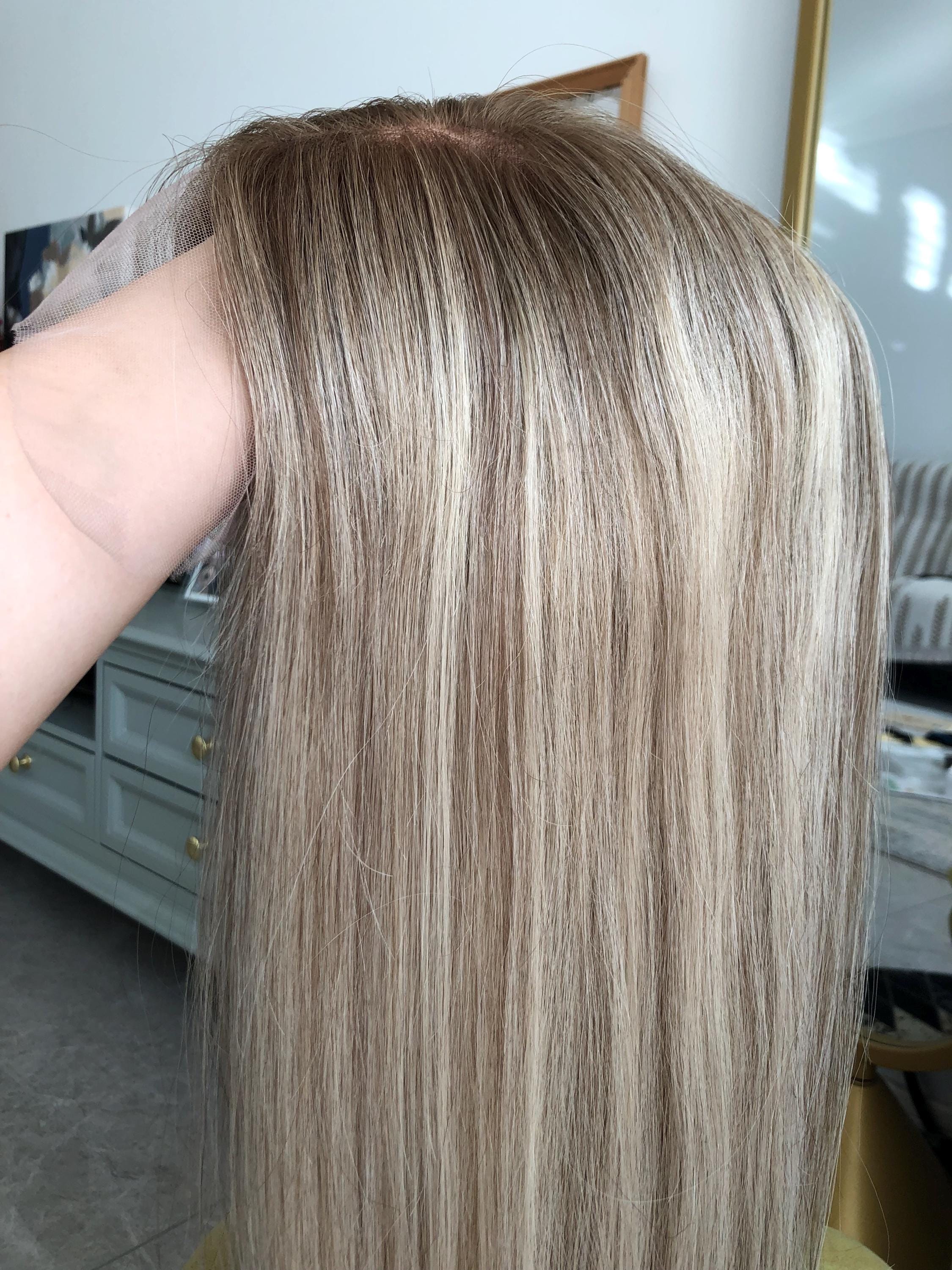 Bayaged Blonde 8X8" HD Lace Frontal Human Vigrin Hair Toppers, Light Density