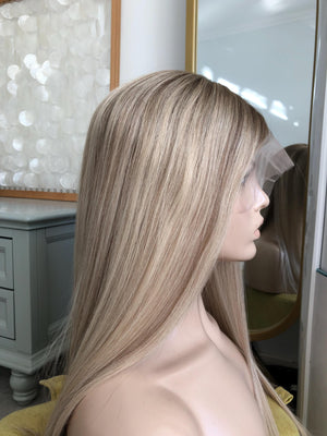 Bayaged Blonde 8X8" HD Lace Frontal Human Vigrin Hair Toppers, Light Density