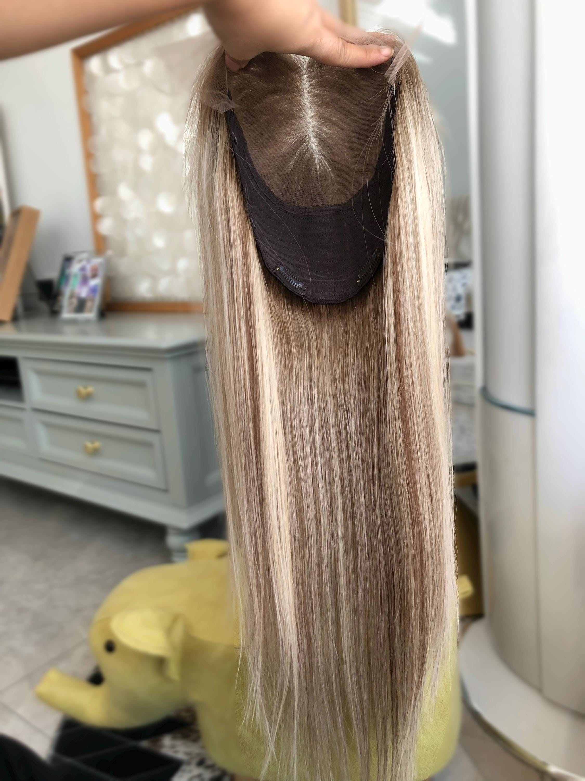 Bayaged Blonde 8X8" HD Lace Frontal Human Vigrin Hair Toppers, Light Density