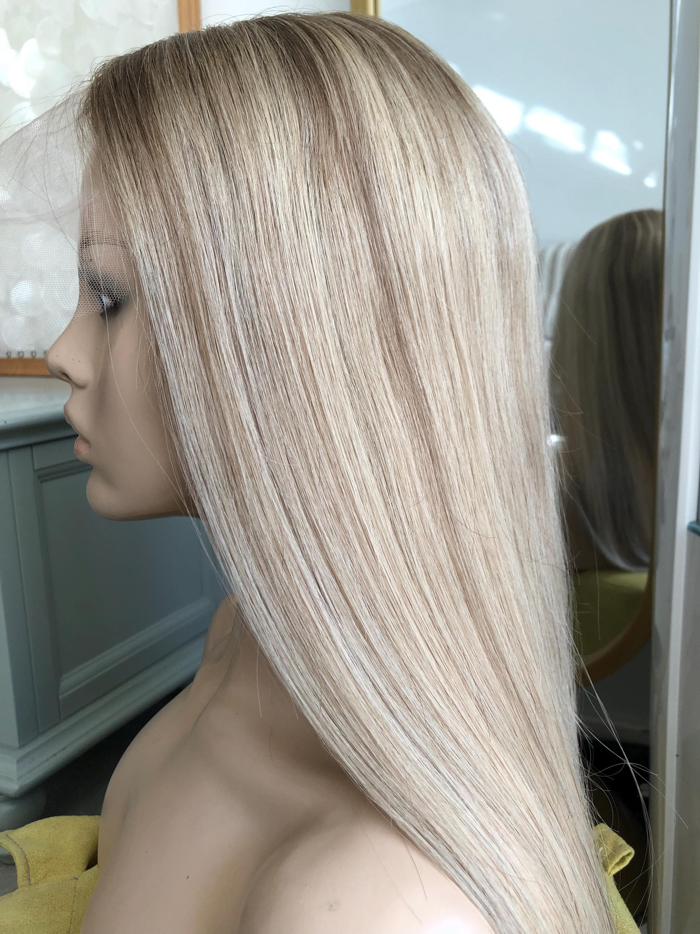 Bayaged Blonde 8X8" HD Lace Frontal Human Vigrin Hair Toppers, Light Density